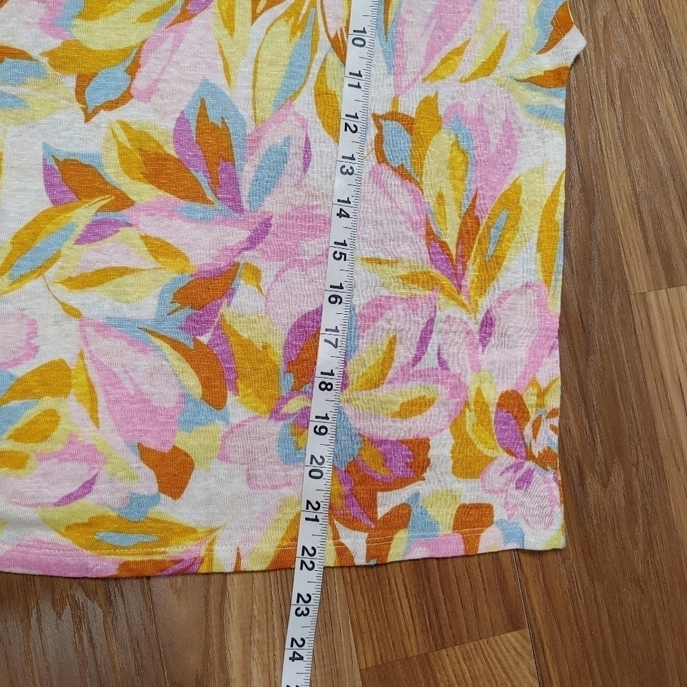 Joie Floral 100% Linen Short Sleeve Top Size Small - Picture 5 of 9